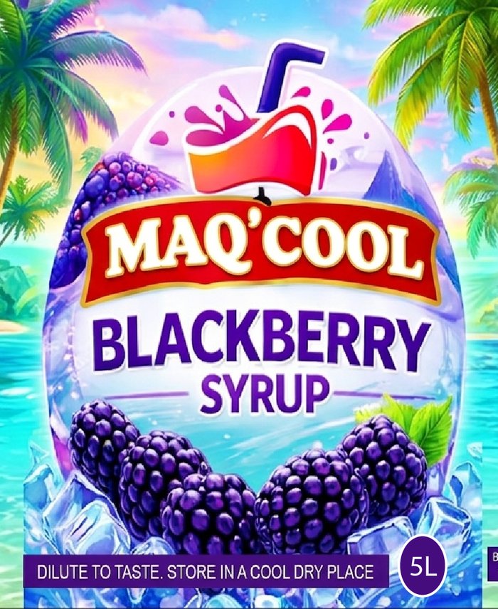 MAQ'COOL Blackberry Syrup 5 litre bottle label